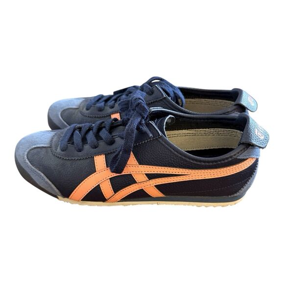 Onitsuka Tiger MEXICO 66 Sneakers Women Sz US 7.5 EU 39 Navy Blue Orange Leather - Picture 4 of 10